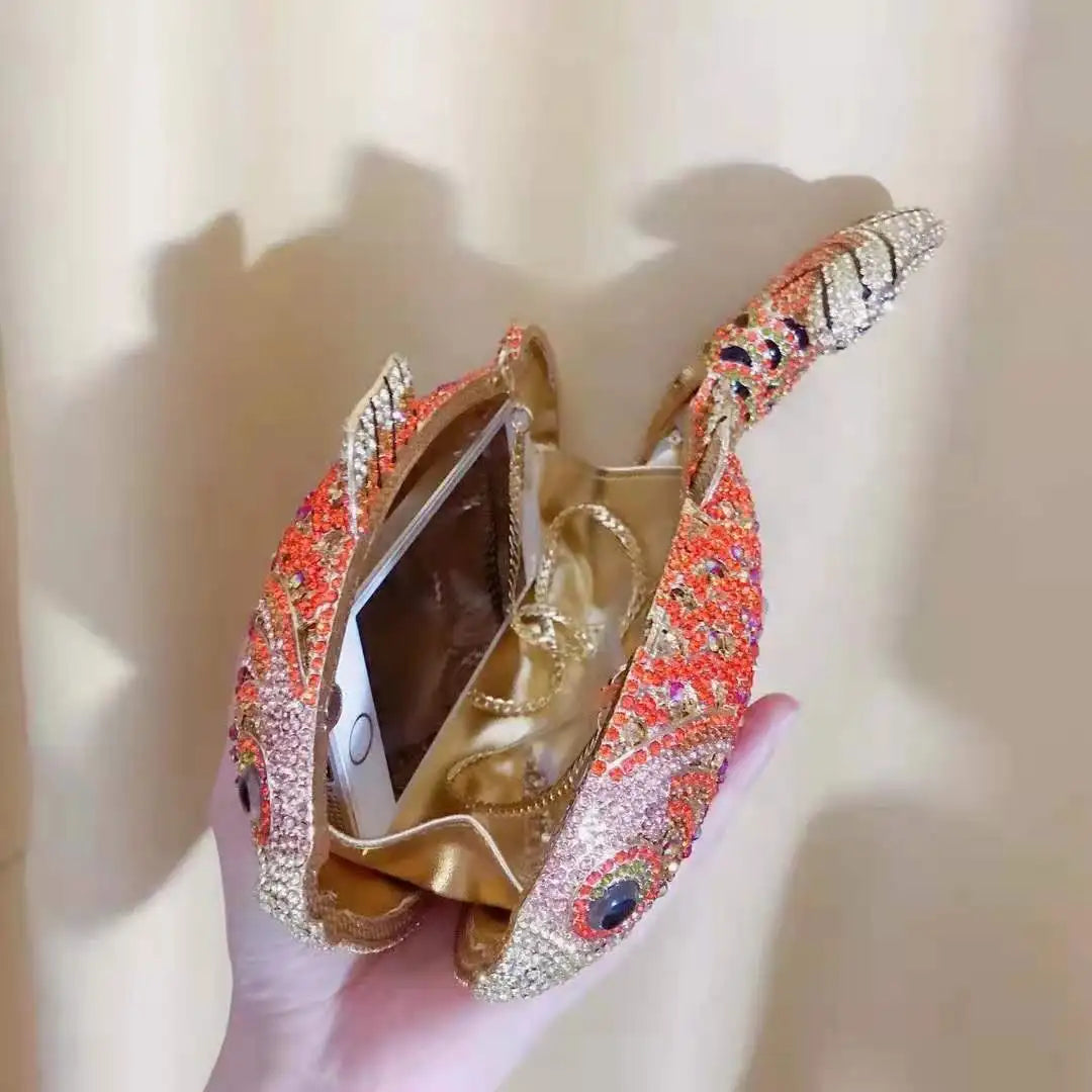 XIYUAN Fish Shape Women rhinestones Purse Evening Bags Diamond Metal Clutches Bags Wedding Party Minaudiere Purses and Handbags