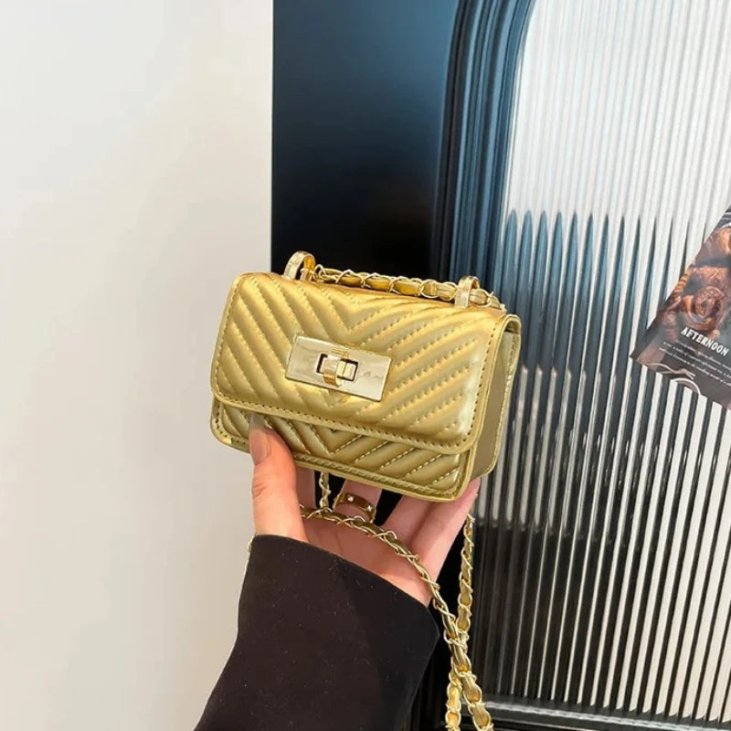 Quilted Leather Chain Crossbody Bag