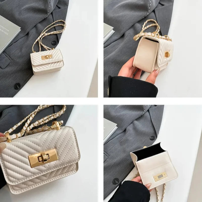 Quilted Leather Chain Crossbody Bag