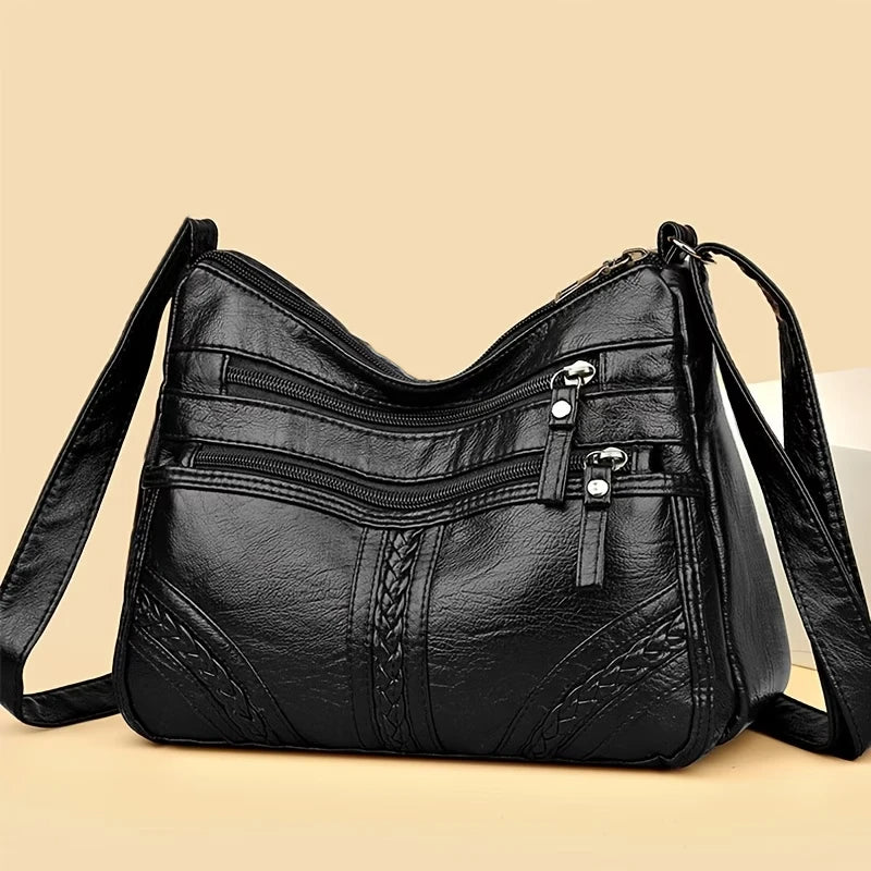 Stylish Multi-color Quilted Crossbody Bag, Women's Soft Leather Shoulder Purse with Adjustable Strap, Ideal for Everyday