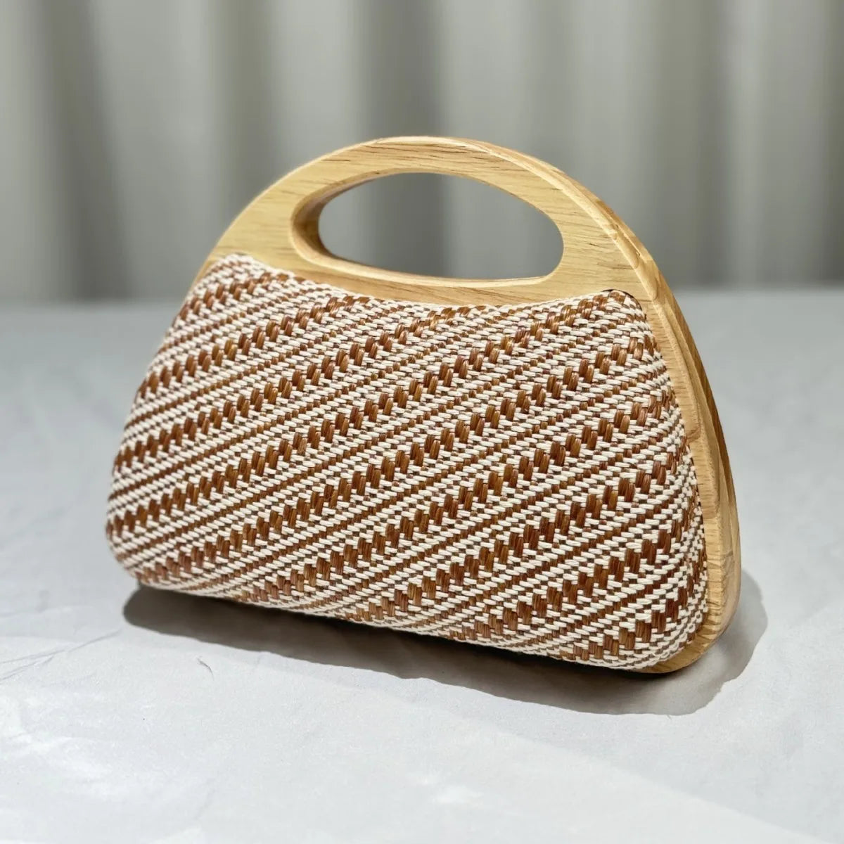 Wooden Handle Woven Straw Tote