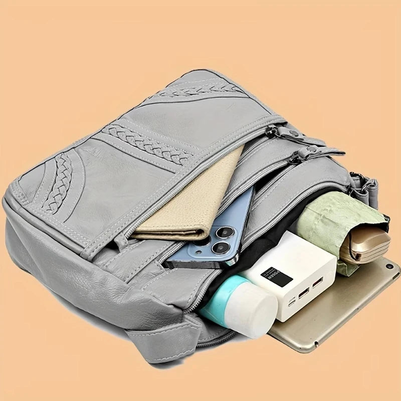 Stylish Multi-color Quilted Crossbody Bag, Women's Soft Leather Shoulder Purse with Adjustable Strap, Ideal for Everyday