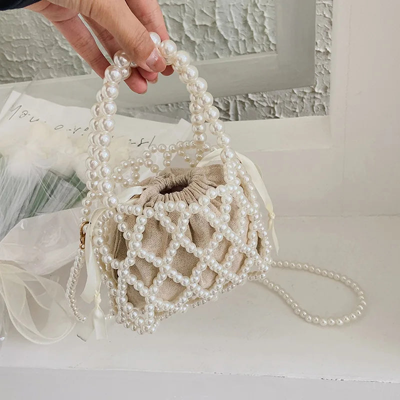 Bohemian Basket Pearl Shoulder Bag
