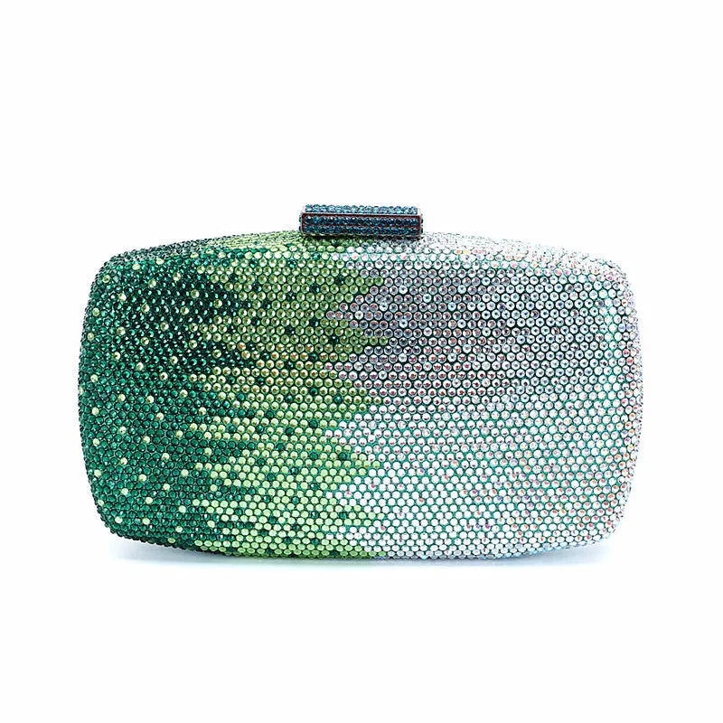 Gradient Rhinestone Evening Box Clutch