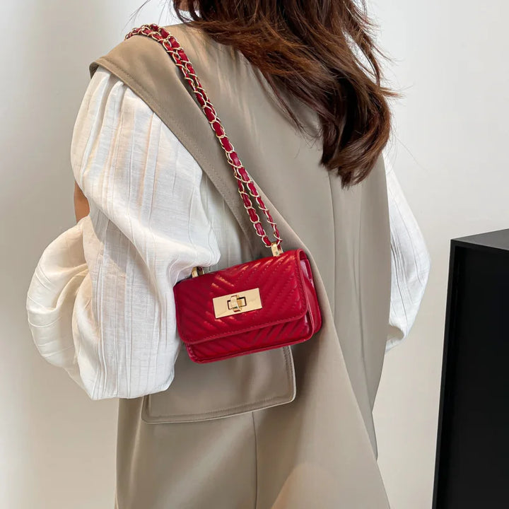 Quilted Leather Chain Crossbody Bag