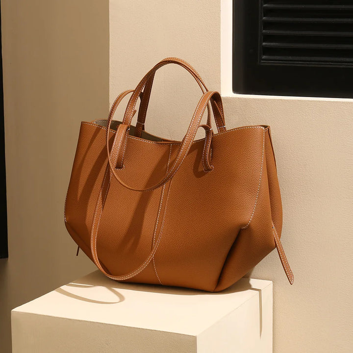 Large Genuine Leather Shoulder Tote