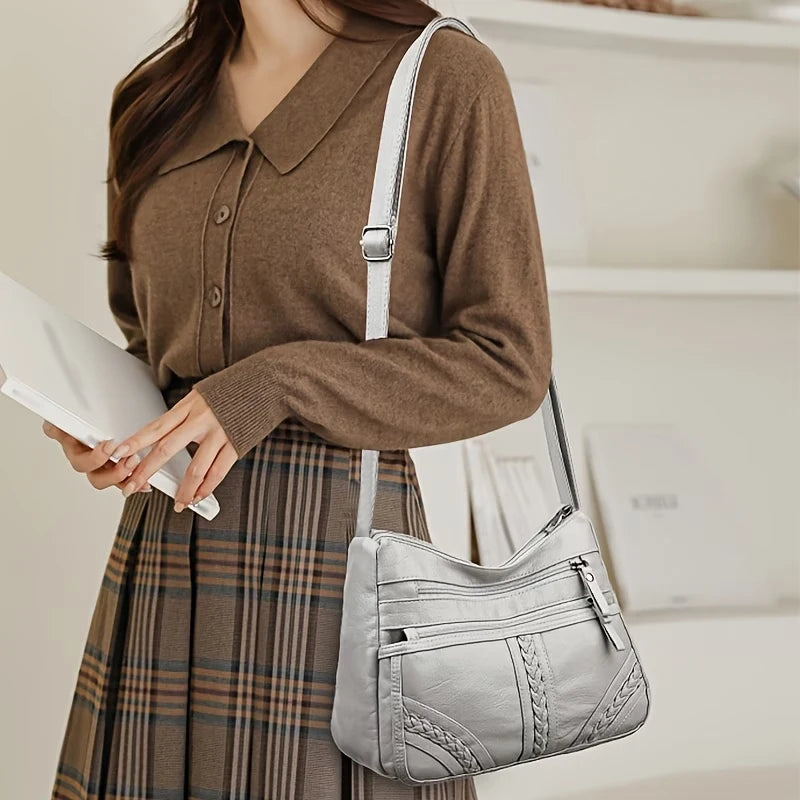 Stylish Multi-color Quilted Crossbody Bag, Women's Soft Leather Shoulder Purse with Adjustable Strap, Ideal for Everyday