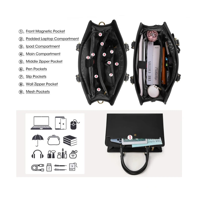 Waterproof Leather Laptop Tote