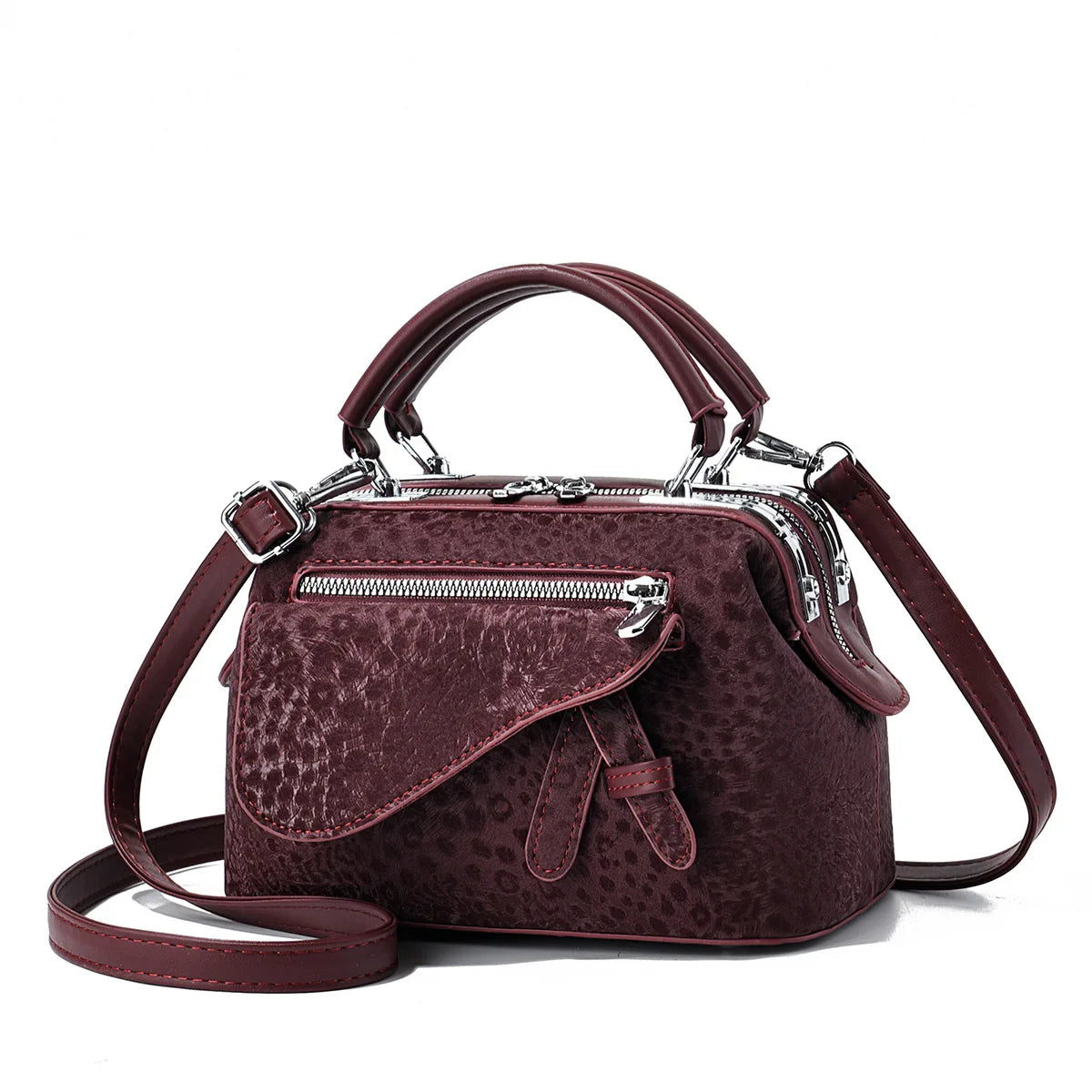 Leopard Embossed Pillow Crossbody Bag