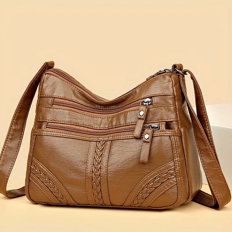 Stylish Multi-color Quilted Crossbody Bag, Women's Soft Leather Shoulder Purse with Adjustable Strap, Ideal for Everyday