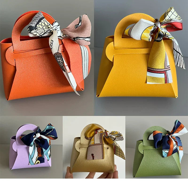 Pink Leather Wedding Gift Bags