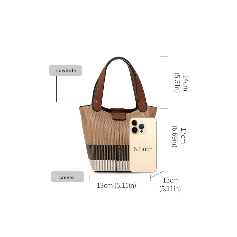 Mini Plaid Canvas Tote