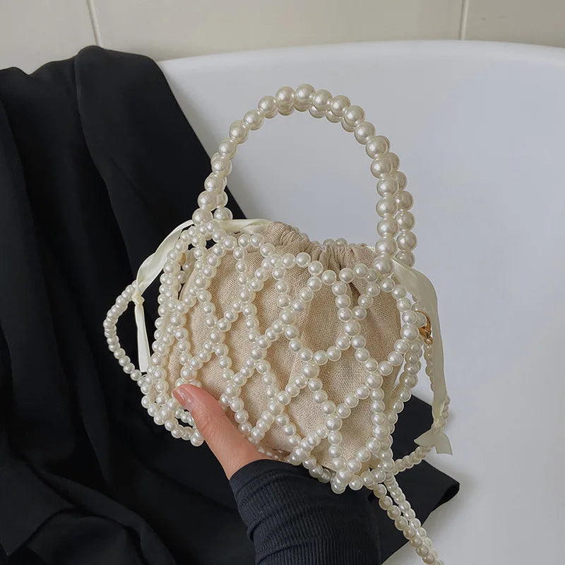 Bohemian Basket Pearl Shoulder Bag