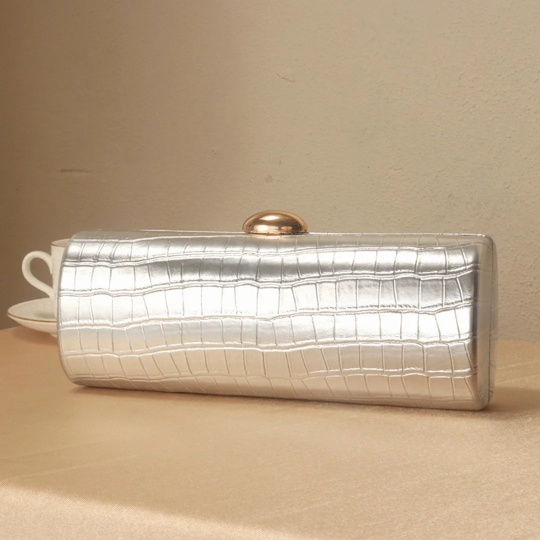 Glossy PU Leather Box Clutch