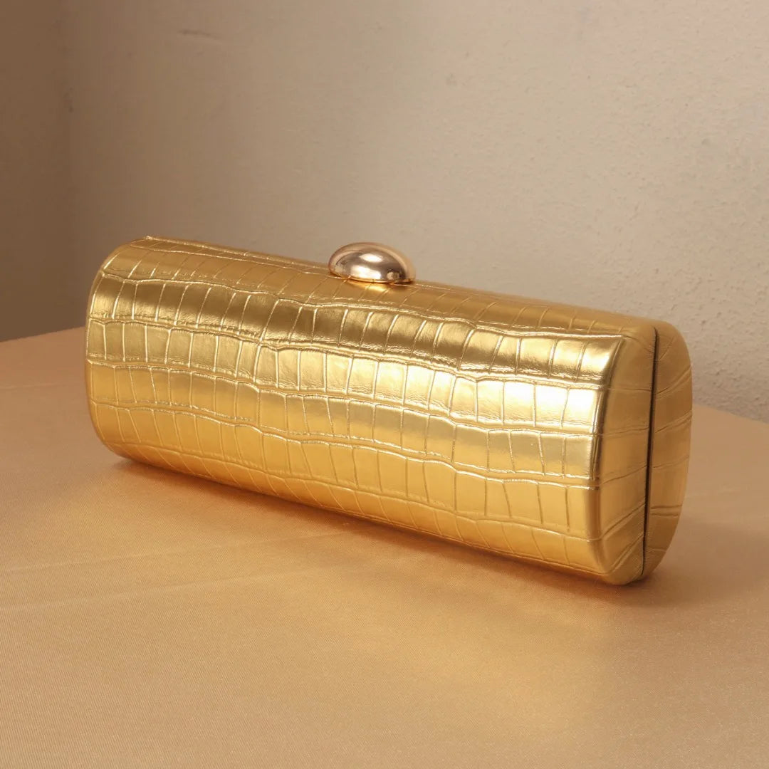 Glossy PU Leather Box Clutch