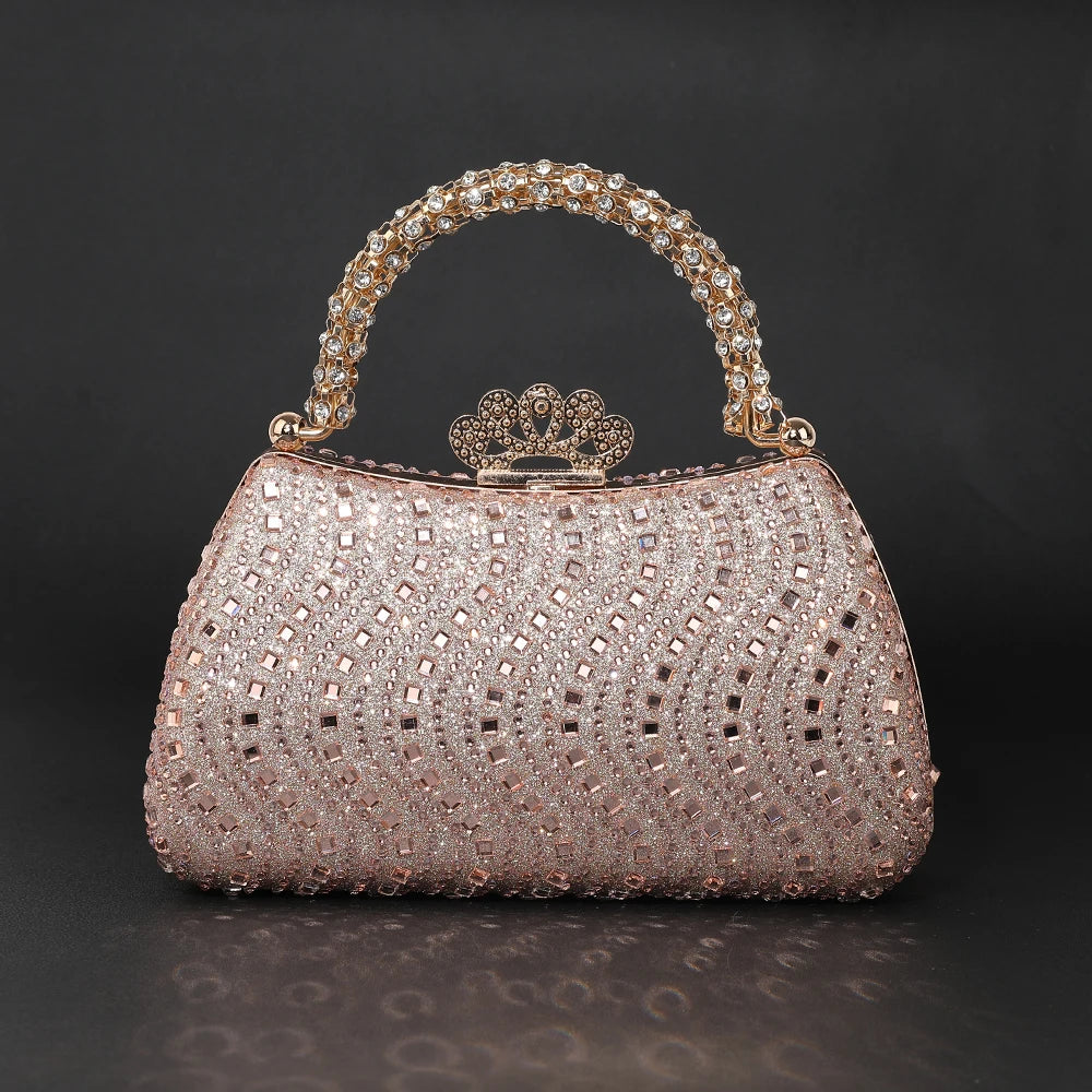 Crown Crystal Evening Crossbody Bag