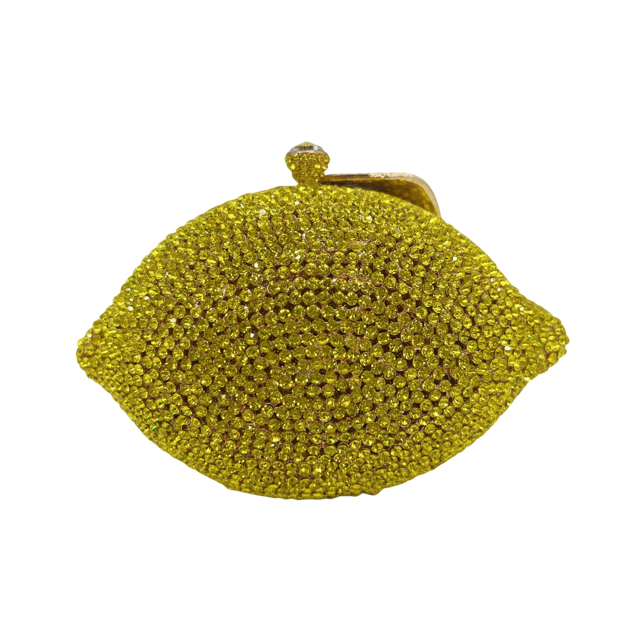 Lemon Rhinestone Evening Clutch