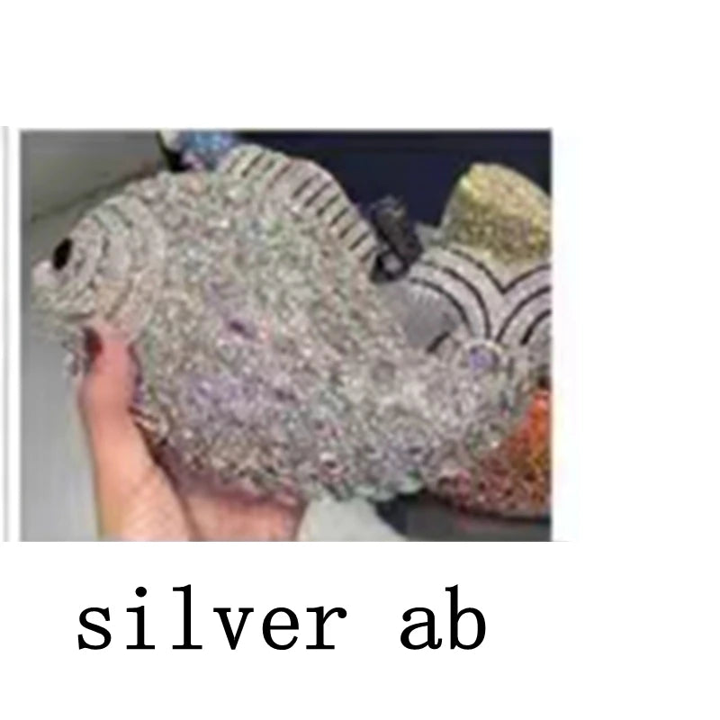 XIYUAN Fish Shape Women rhinestones Purse Evening Bags Diamond Metal Clutches Bags Wedding Party Minaudiere Purses and Handbags