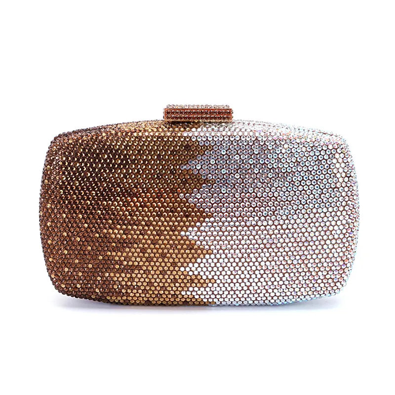 Gradient Rhinestone Evening Box Clutch