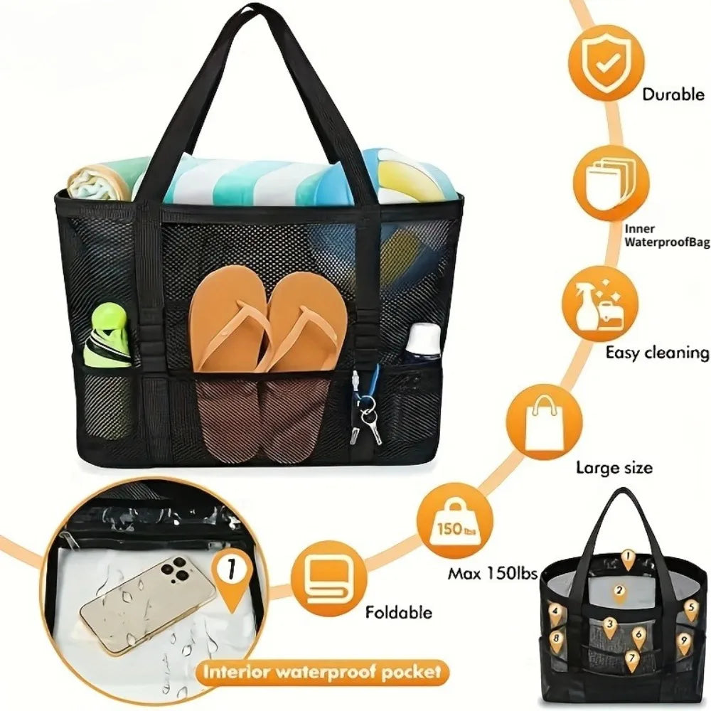 Large Waterproof Mesh Beach Tote