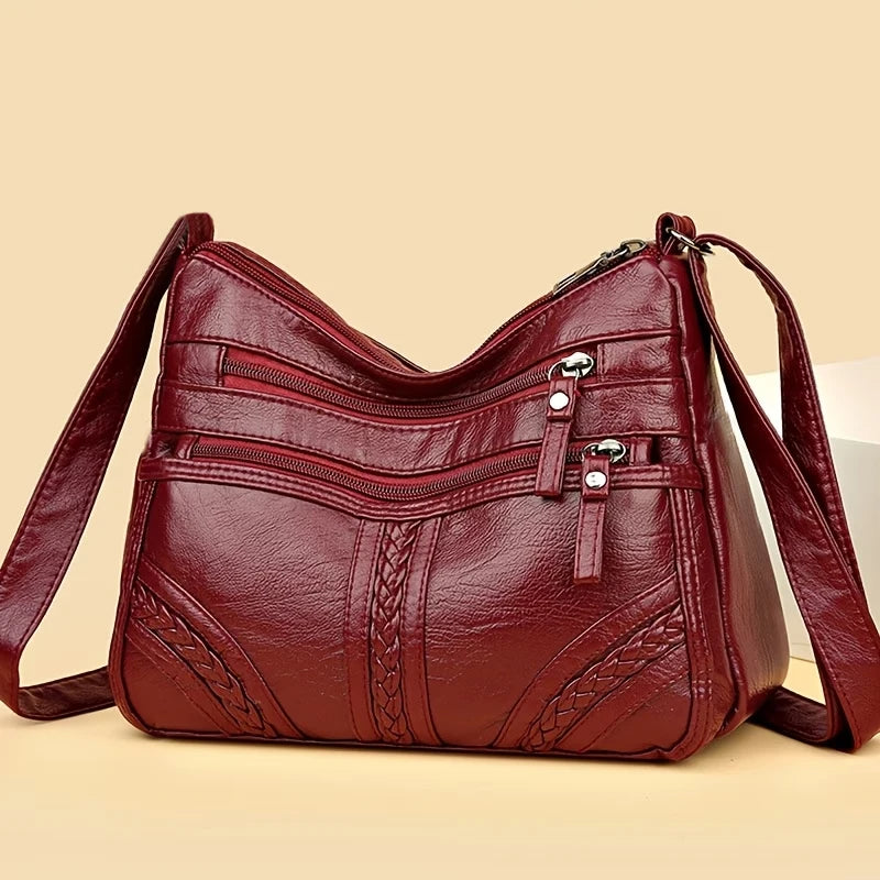Stylish Multi-color Quilted Crossbody Bag, Women's Soft Leather Shoulder Purse with Adjustable Strap, Ideal for Everyday