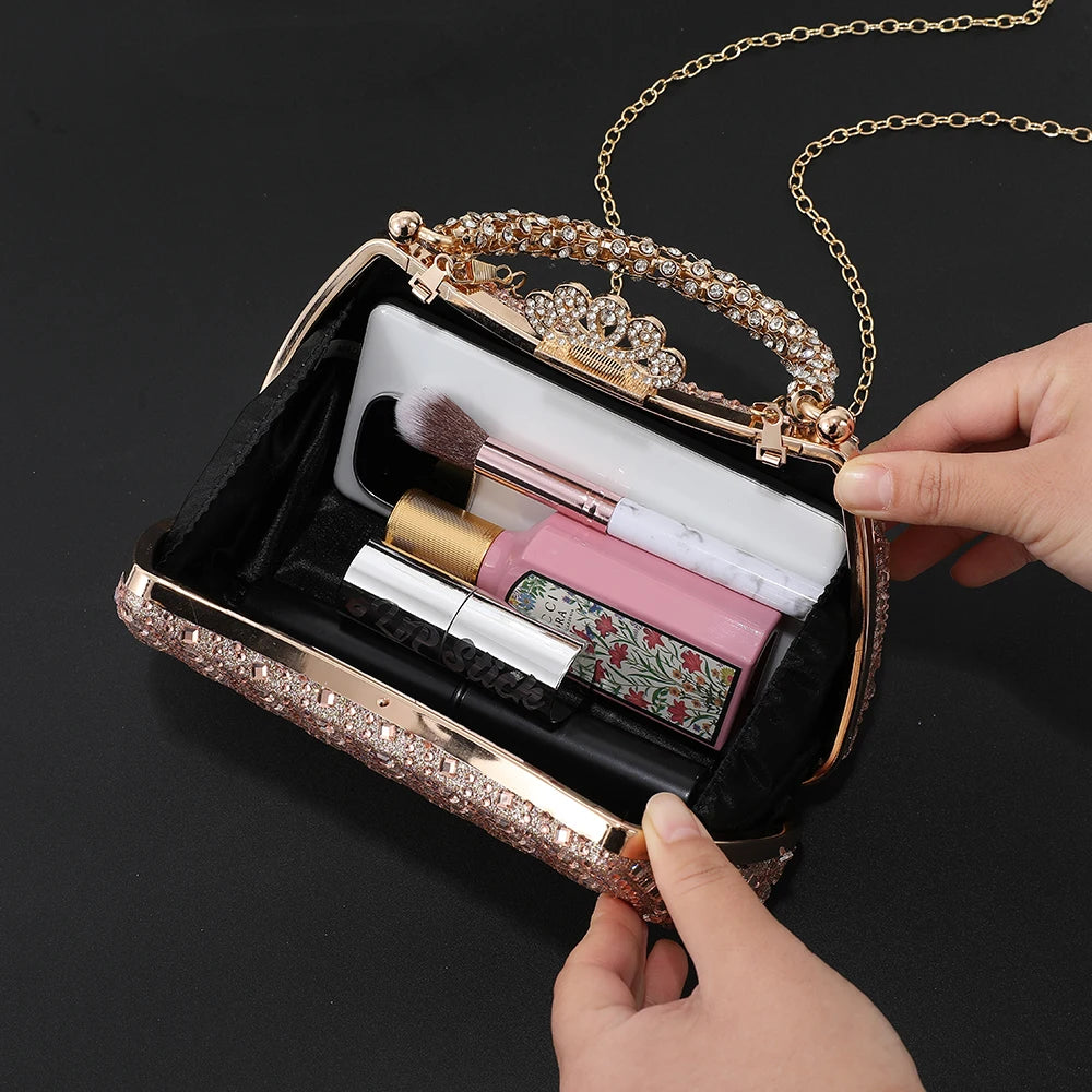 Crown Crystal Evening Crossbody Bag