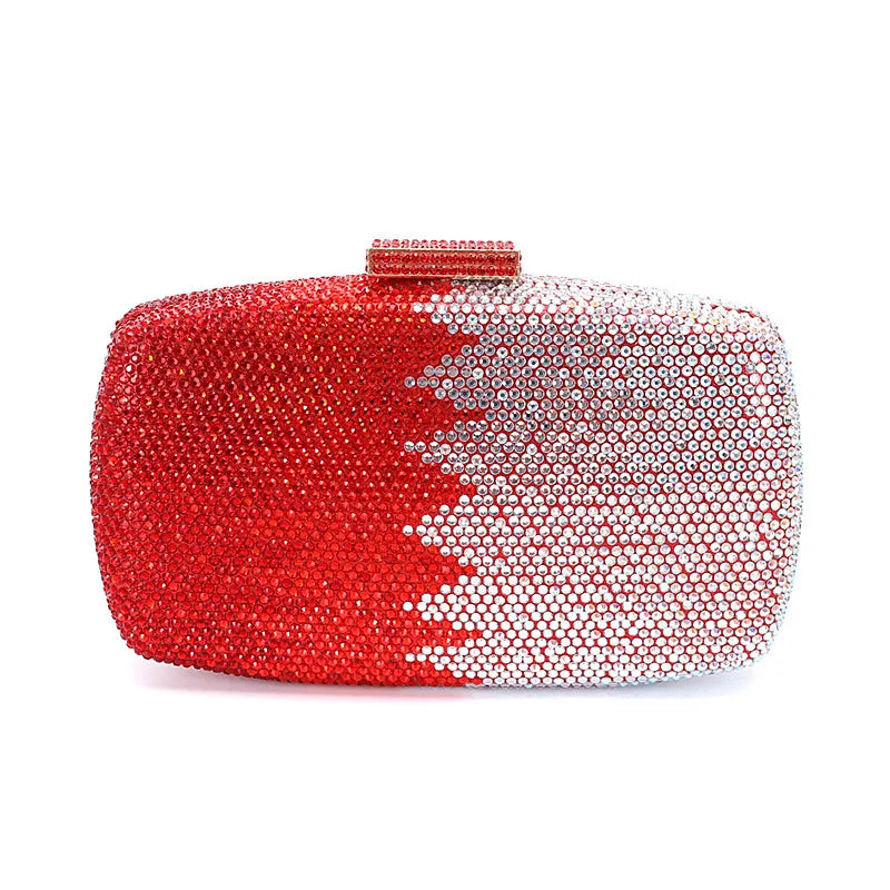 Gradient Rhinestone Evening Box Clutch