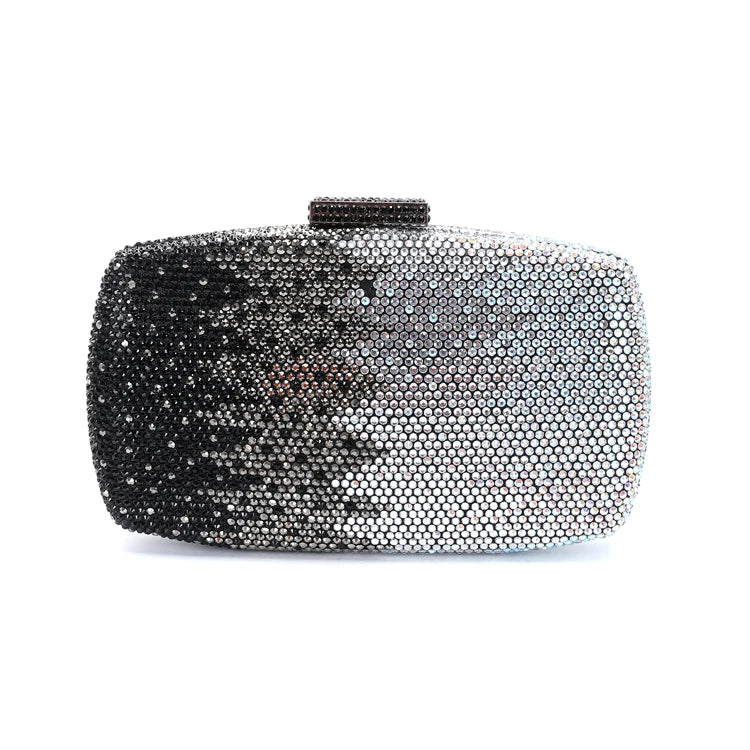 Gradient Rhinestone Evening Box Clutch