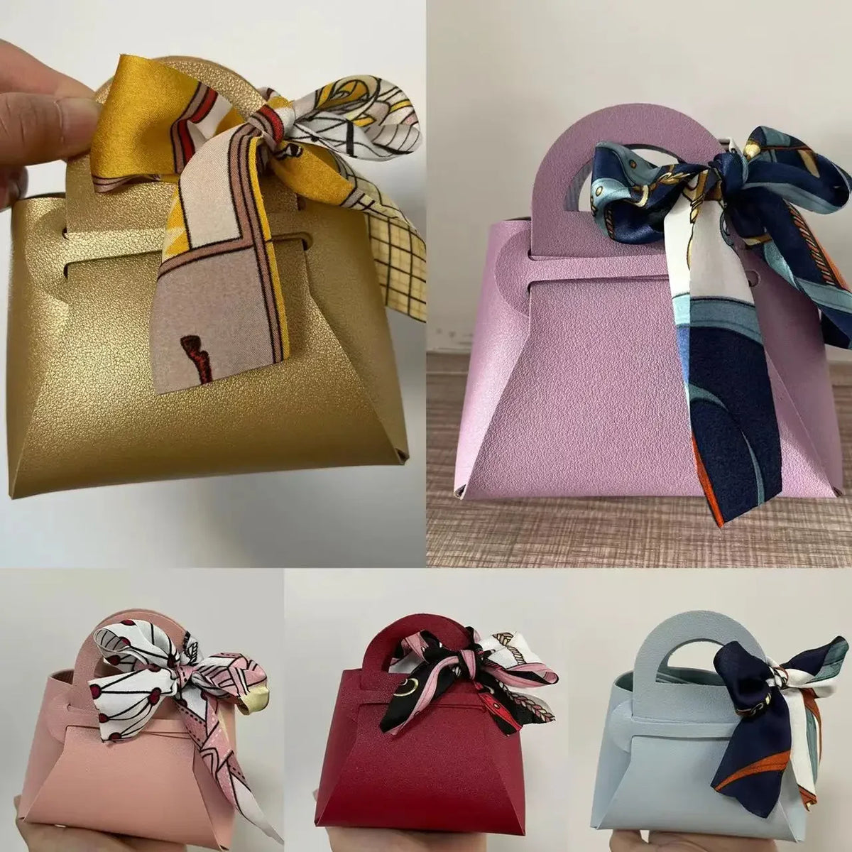 Pink Leather Wedding Gift Bags