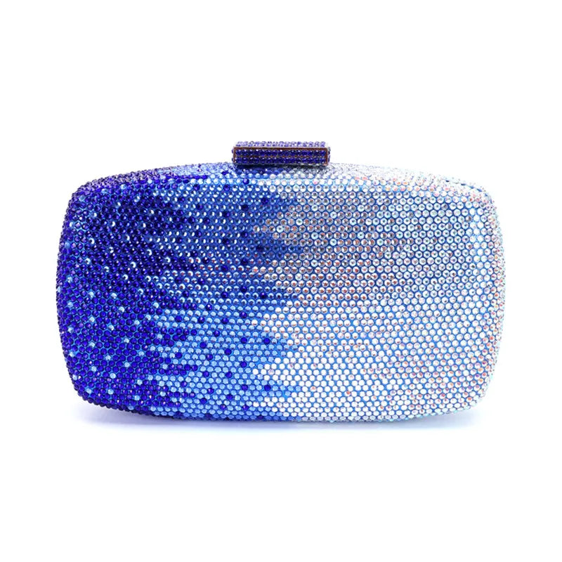 Gradient Rhinestone Evening Box Clutch