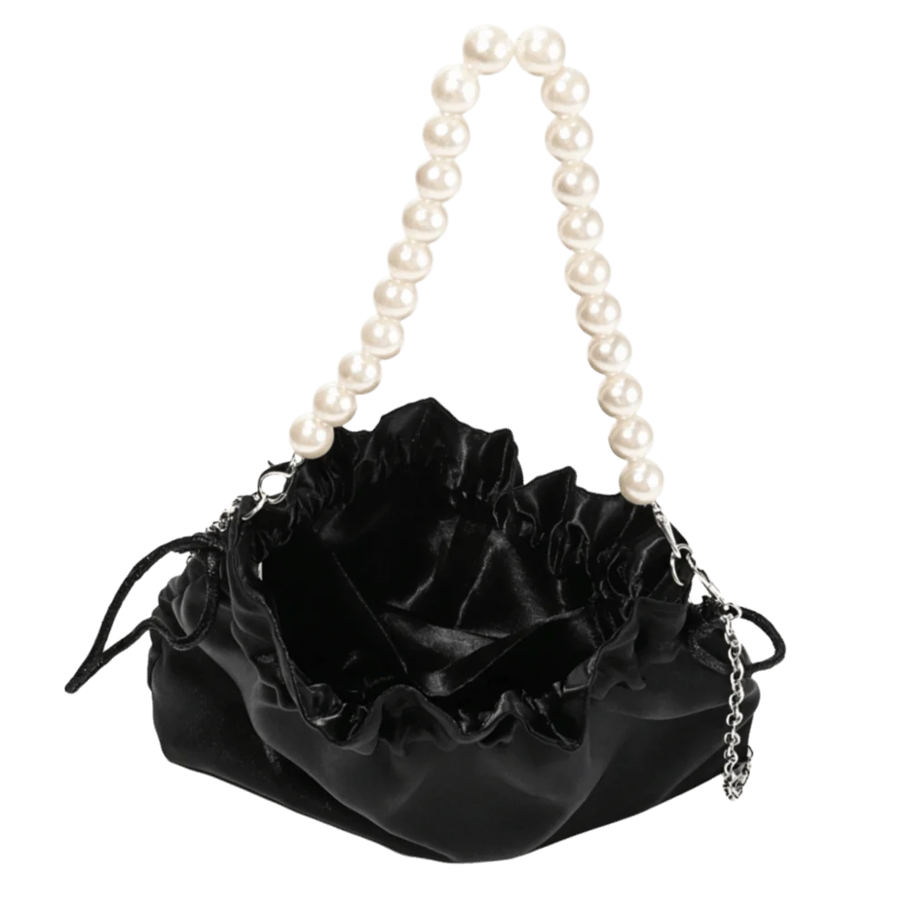 Elegant Satin Drawstring Evening Bag Drawstring Closure Detachable Chain Bucket Bag Lightweight Satin Texture Clutch Purse