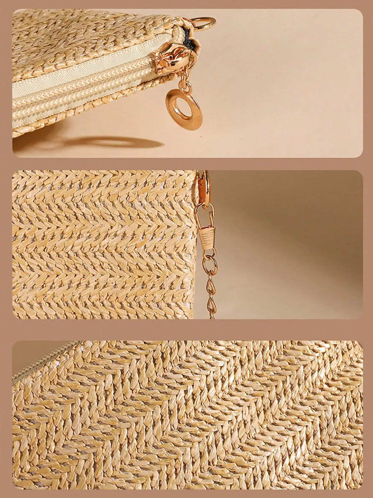 Mini Straw Chain Phone Bag