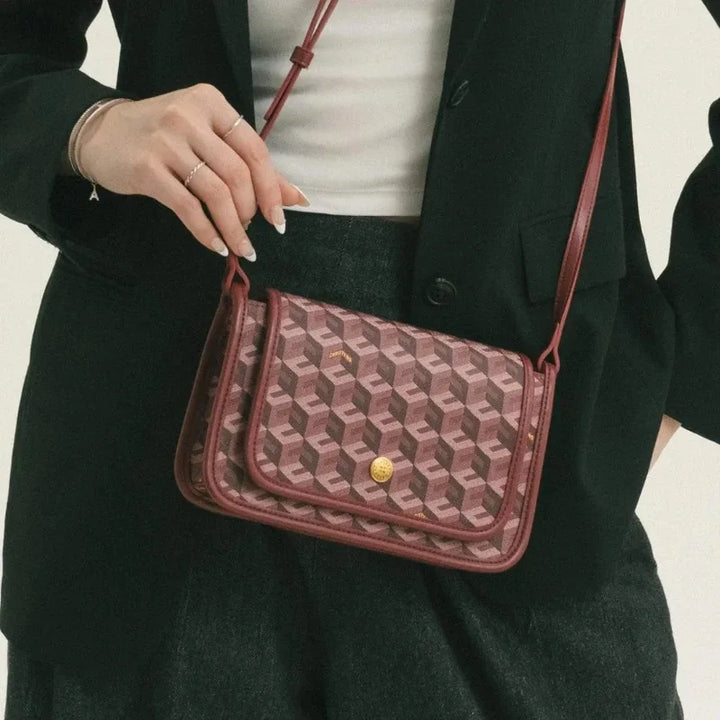 Geometric Monogram Messenger Crossbody Bag