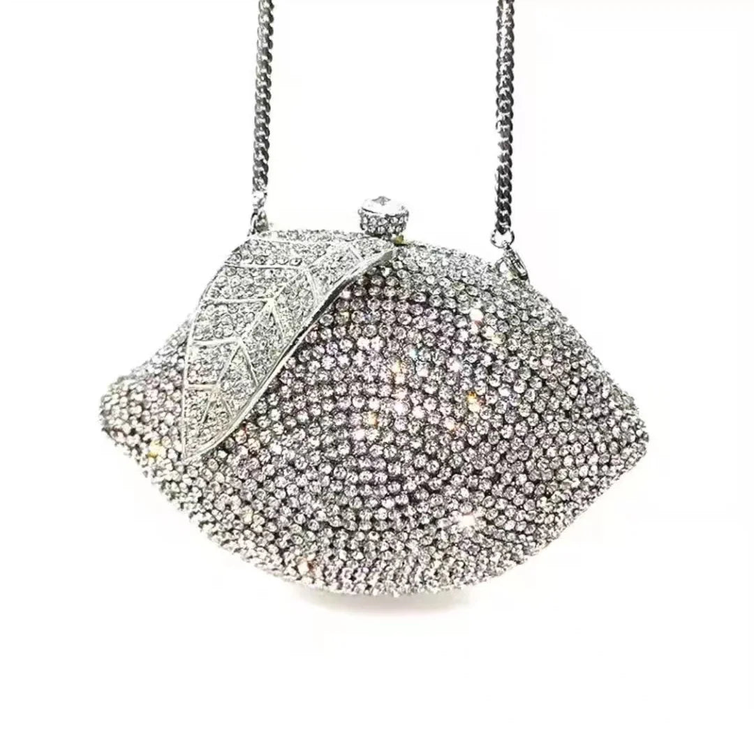 Lemon Rhinestone Evening Clutch