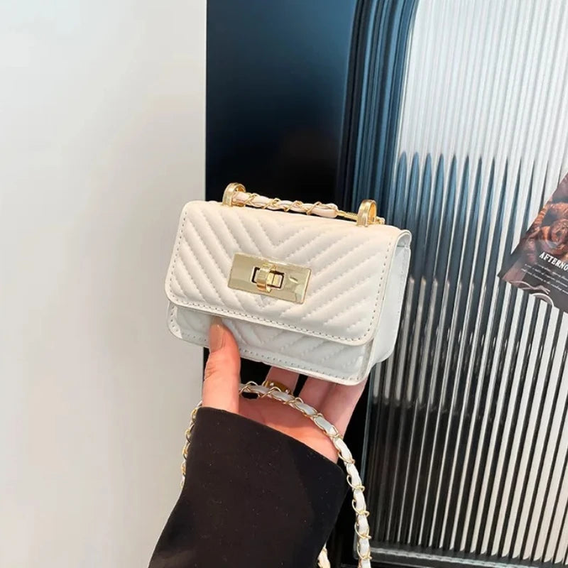 Quilted Leather Chain Crossbody Bag