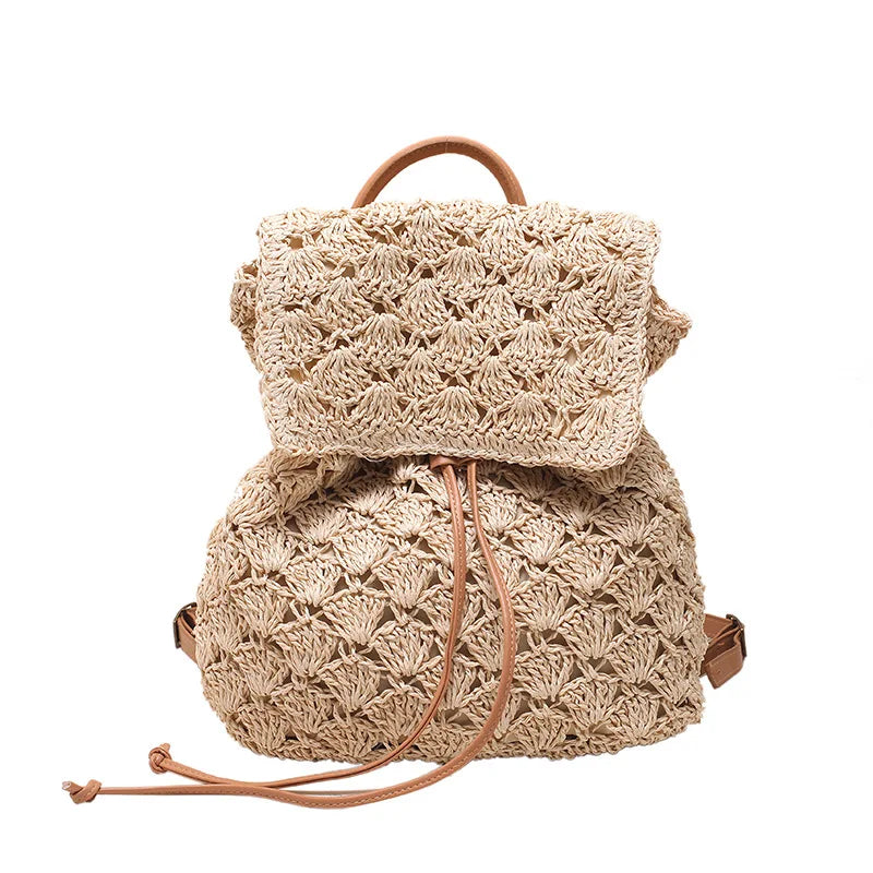 Woven Straw Beach Backpack