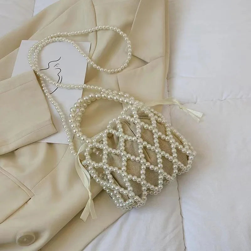 Bohemian Basket Pearl Shoulder Bag