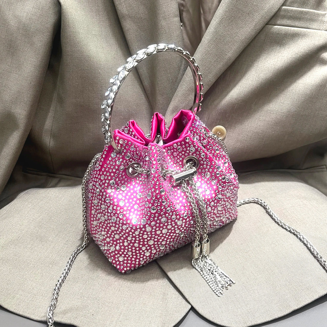 Handle Rhinestones Evening clutch Bag Purses and handbag luxury Designer shoulder bag Shiny Crystal Clutch purse bucket bag