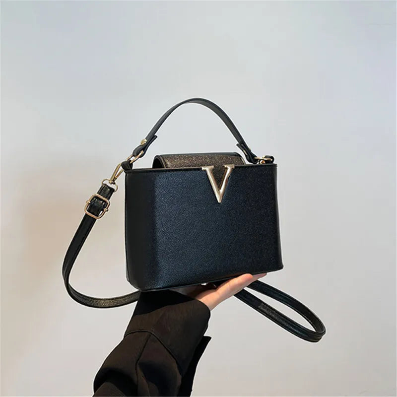Chic PU Leather Bucket Bag