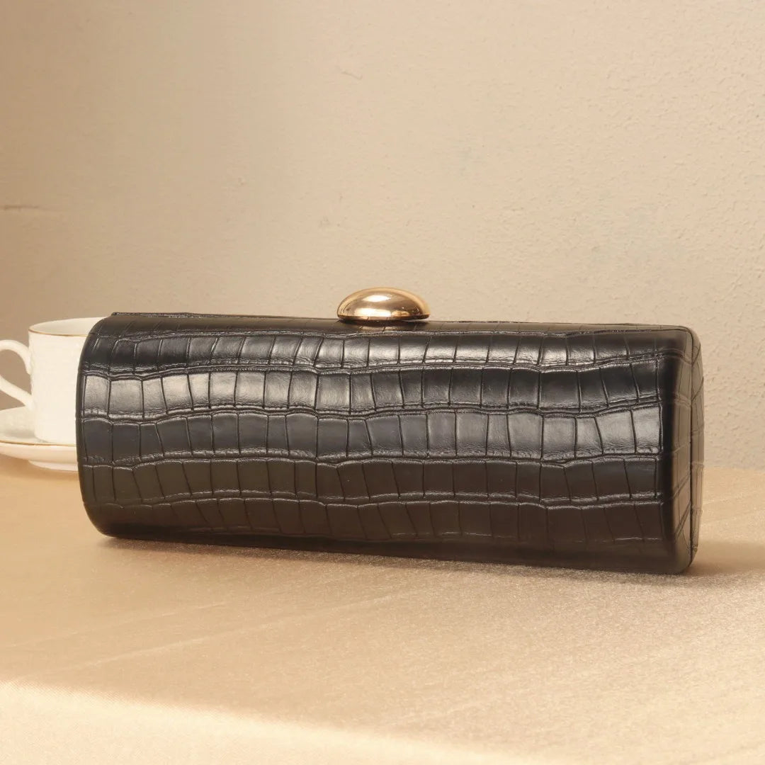 Glossy PU Leather Box Clutch