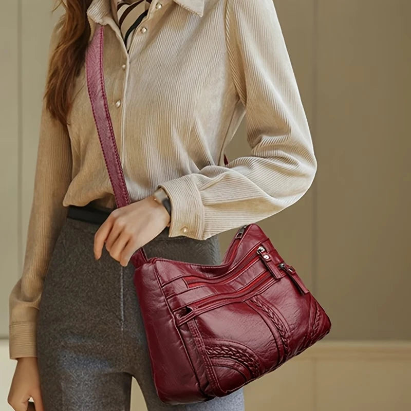 Stylish Multi-color Quilted Crossbody Bag, Women's Soft Leather Shoulder Purse with Adjustable Strap, Ideal for Everyday