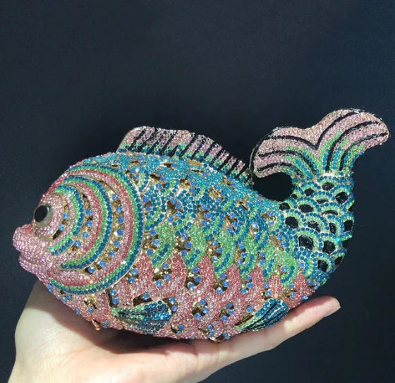 XIYUAN Fish Shape Women rhinestones Purse Evening Bags Diamond Metal Clutches Bags Wedding Party Minaudiere Purses and Handbags