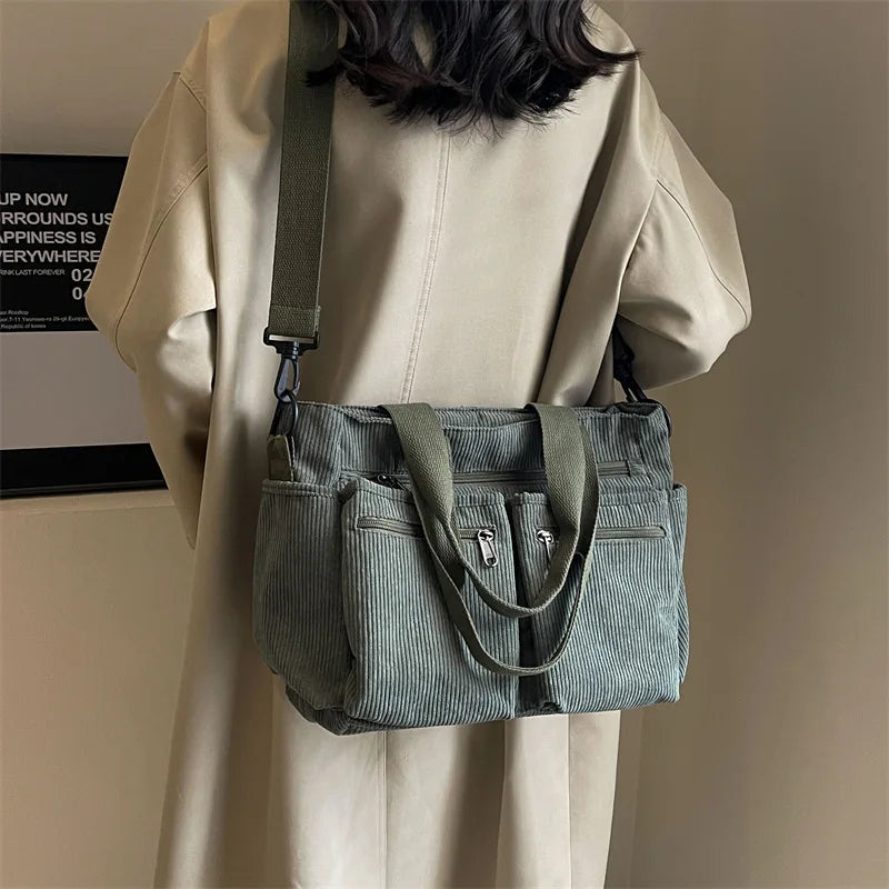 Large Corduroy Messenger Bag