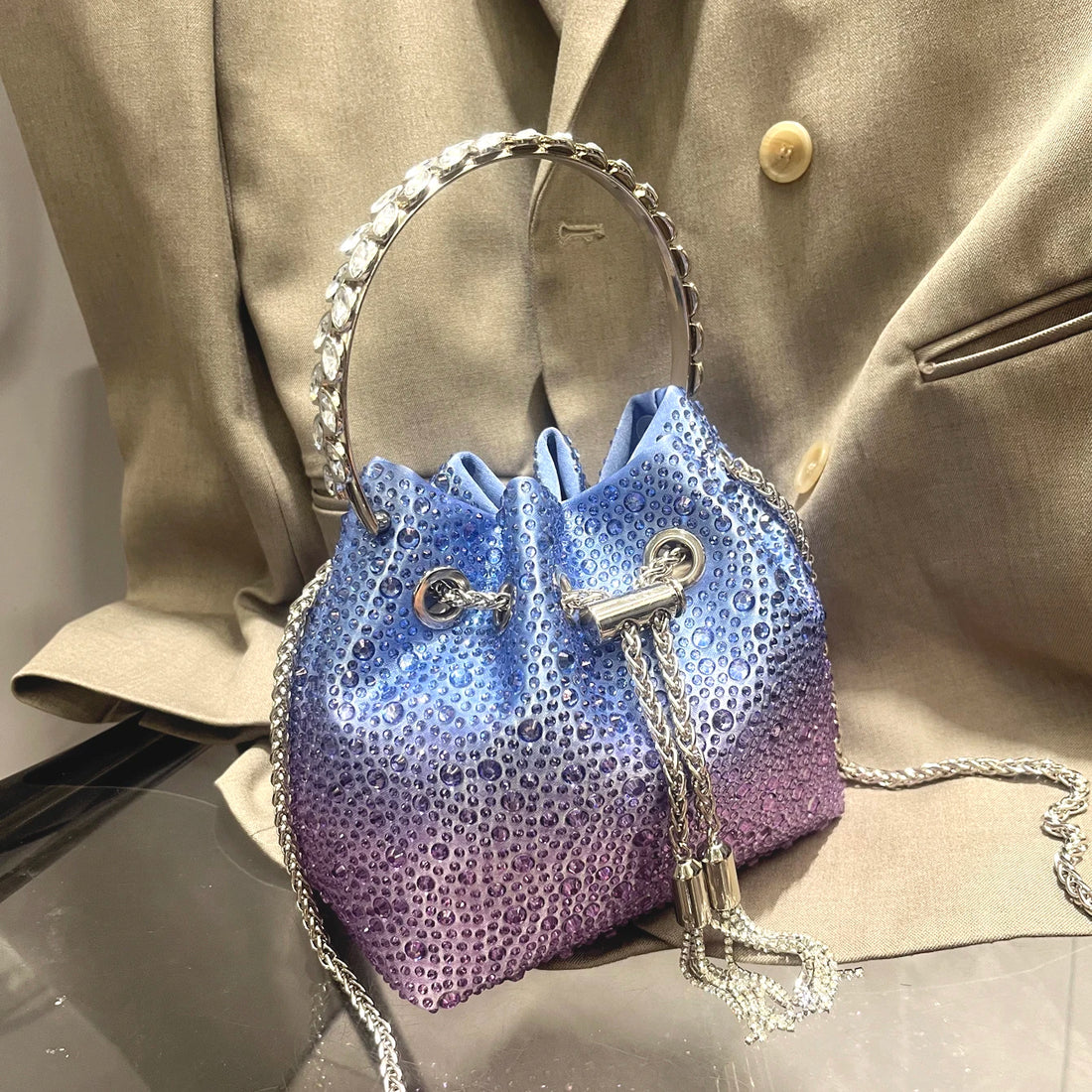 Handle Rhinestones Evening clutch Bag Purses and handbag luxury Designer shoulder bag Shiny Crystal Clutch purse bucket bag
