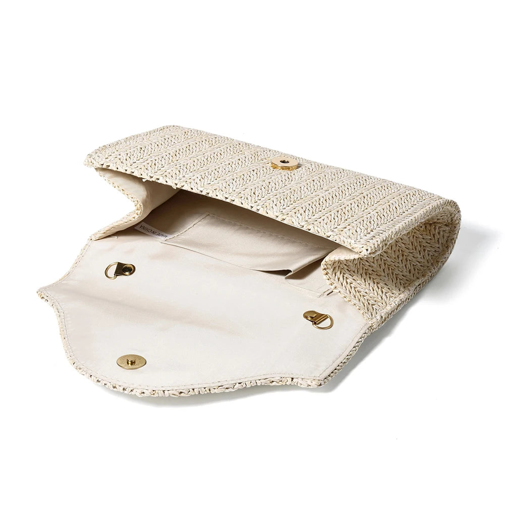 Pearl Straw Woven Envelope Bag