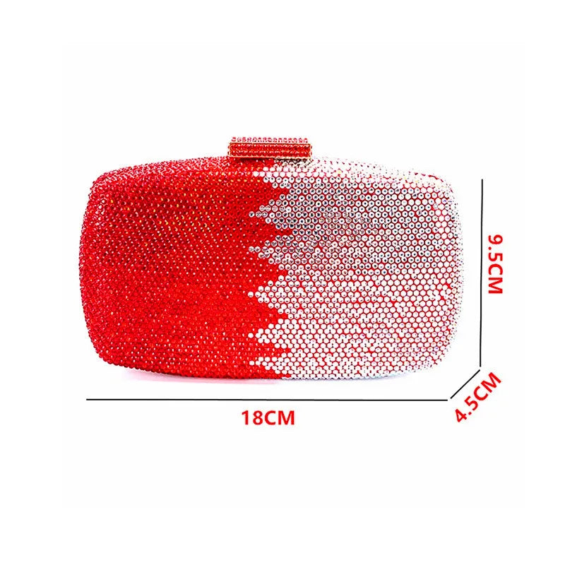 Gradient Rhinestone Evening Box Clutch
