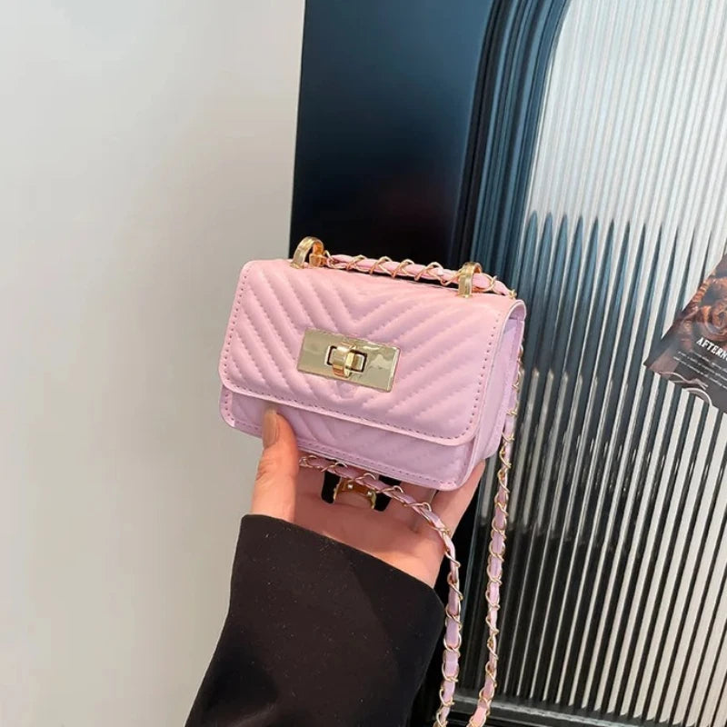 Quilted Leather Chain Crossbody Bag