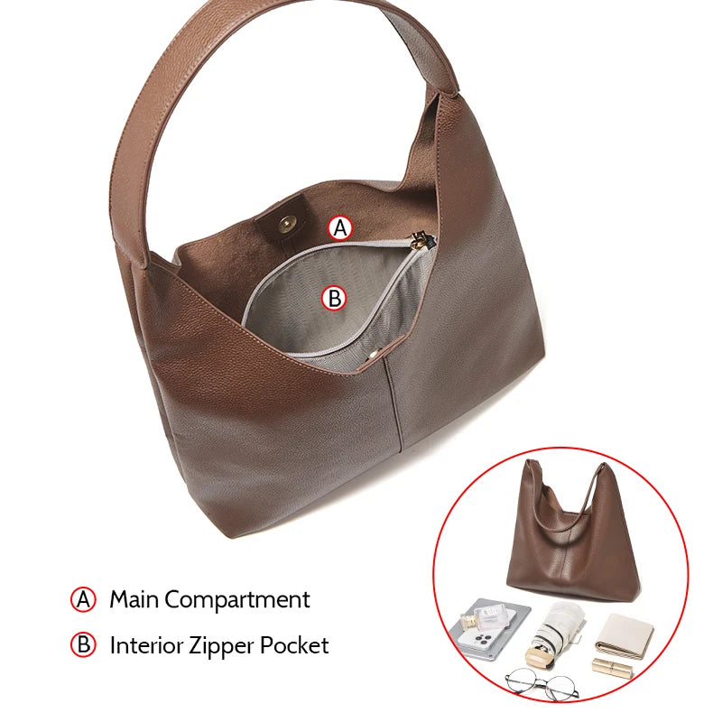 Minimalist Leather Underarm Hobo Bag