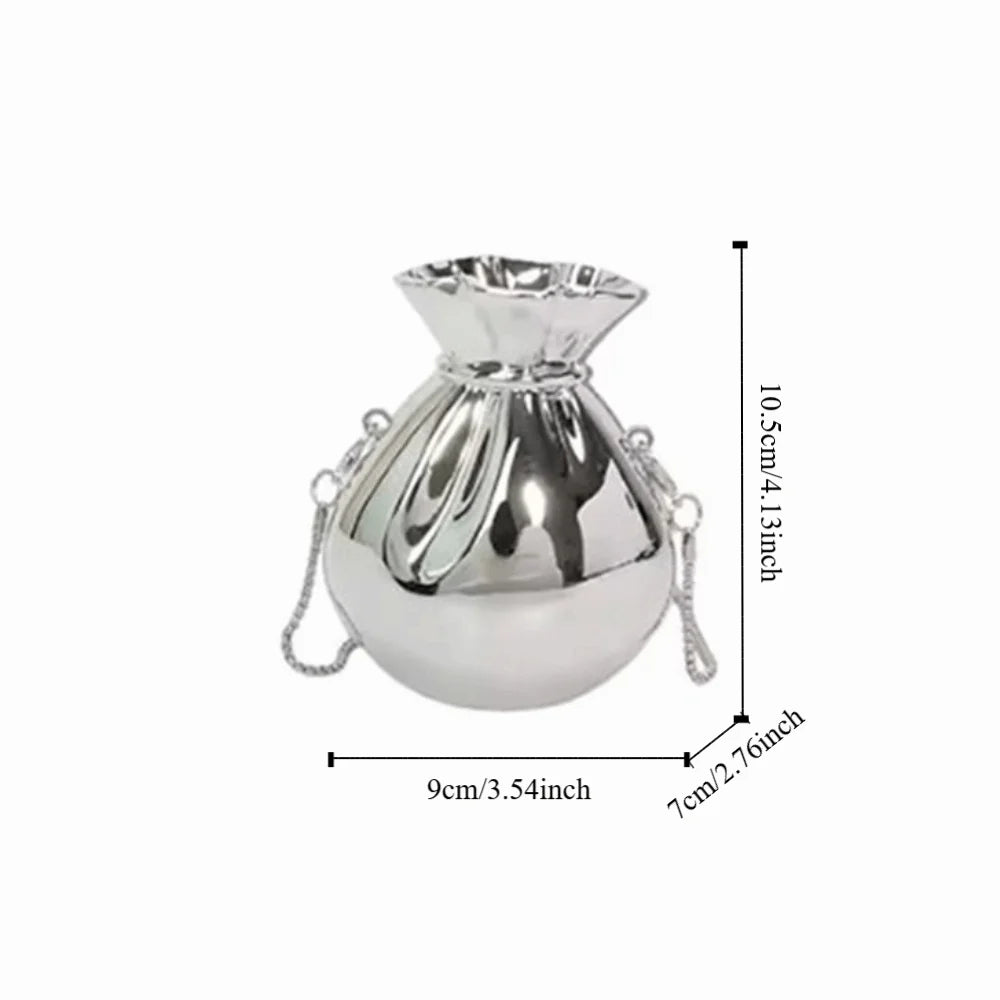 Luxury Elegant Acrylic Chain Handbag Magnetic Clasp Gold Bottle Shape Evening Bag Solid Color Silver Women Clutch Purse Dinner