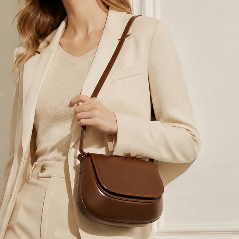 Genuine Leather Saddle Crossbody Bag